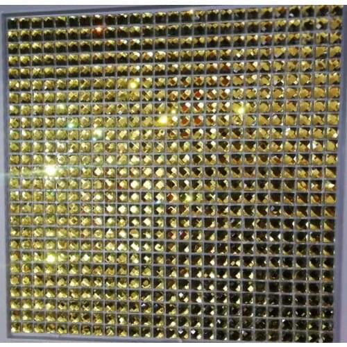 20mm13 beveled Glossy Gold Diamond Mirror Glass Mosaic Tile, DIY Showroom Display Cabinet Shop Board Wall Sticker, Mesh Backin