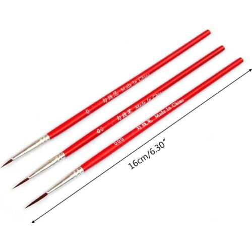 3pcs 0 00 000 Hook Line Pen Professional Fine Tip Drawing Brushes for Acrylic
