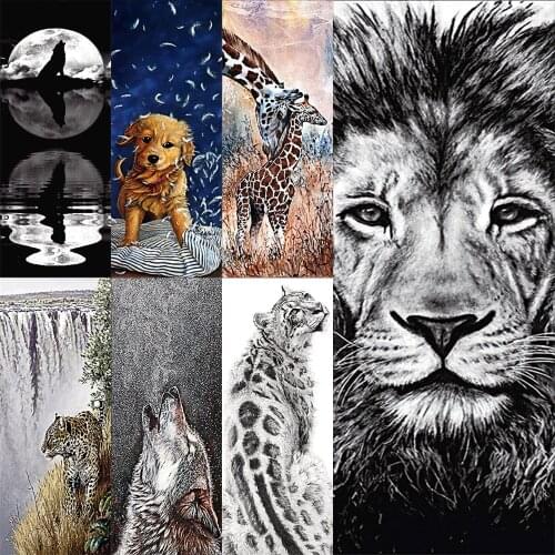 Diamonds painting 5d Diy Full of round diamond home embroidery Decoration Tiger Giraffe Dog 20x50 size