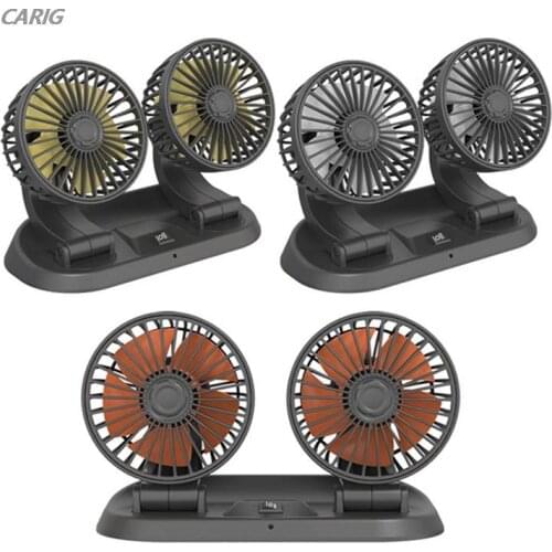 USB Car Fan Rechargeable Dual-head Fans 5-blades Electric 5V Vehicle Cooling Fans For Auto SUV Track Dashboard Home Office Desk