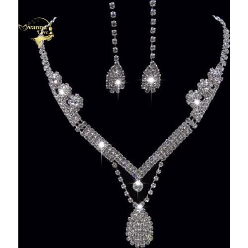 Baroque Crystal Water Drop Bridal Jewelry Sets Necklace Earrings Sets For Womans New Design for Bride Wedding Dubai Jewelry Sets
