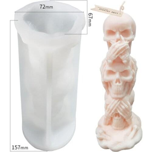 Large Size 3D Skull Candle Silicone Mold DIY Halloween Funny Shape Chocolate Ice Cube Mold Resin Skull Mold Making Tool