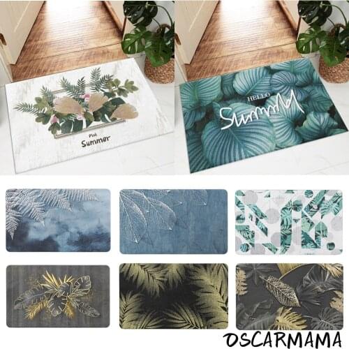 Black Blue Summer Winter Leaves Tropical Non Slip Carpet Prayer Rug Bedroom Exterior Entrance Doormat Bedside Floor Mat Decor