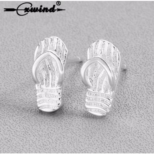 Cxwind New Carving Slippers Sandal Shoe Stud Earrings Creative Chic Sandals Shape Earrings for Women Girl Charm Jewelry brincos