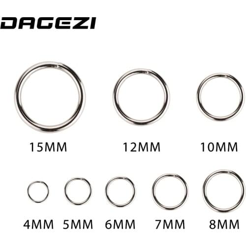 DAGEZI 100pcs/lot Stainless Steel Fishing Split Rings for Crank Hard Bait #4-#15 Double Loop Split Fishing Accessories