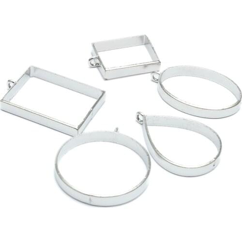 10pcs Metal Geometric Frame UV Epoxy Resin Mold for Jewelry Making Tools Oval Round Waterdrop Pendant Charms Accessories DIY