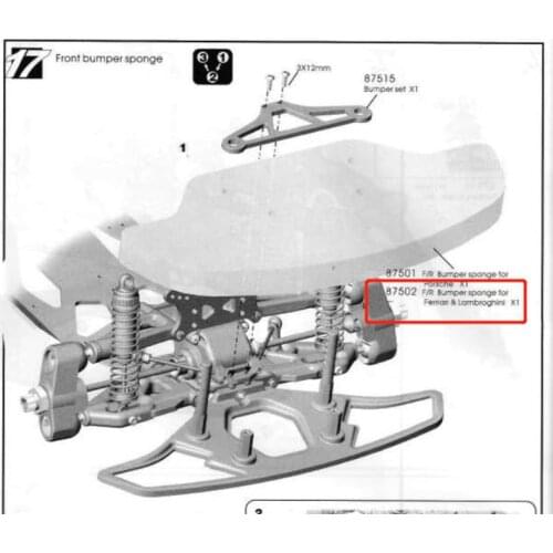 Original OFNA/HOBAO RACING 87502 Front/Rear Bumper Sponge for Ferrari / Lamborghini For 1/7 HYPER ONE-SEVEN ONROAD