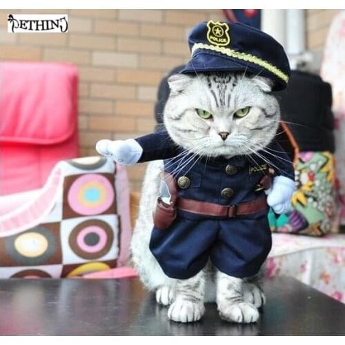 Hot Police style Dog Cat Funny Party costume dog jumpsuits Pet Dog Clothes role play Pet dog apparel