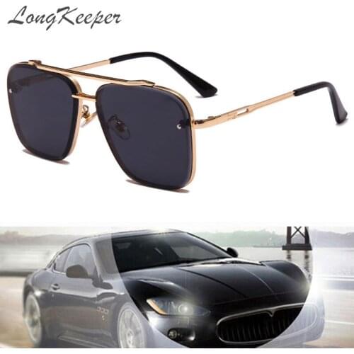 Classic Oversized Metal Pilot Sunglasses Men Women Double Beams One Piece Gradient Sun Glasses Rimless Gafas De Sol Hombre UV400