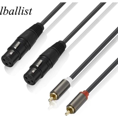 Lballist 1.5m Dual XLR Female to 2RCA Male OFC AUX Audio Cable Shielded For Amplifier Mixer