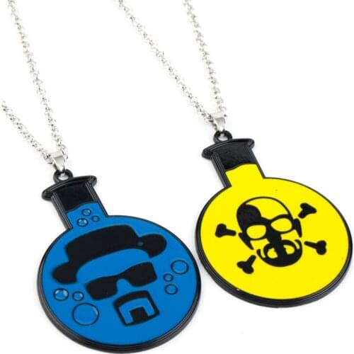 TV Breaking Bad Necklace Chemical Symbol Br Ba Metal Heisenberg Mask Walter Pendant Choker Necklace Charm Gifts Men Jewelry
