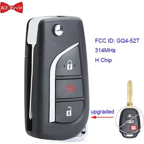 KEYECU for Toyota Highlander RAV4 Tacoma Sequoia Modified Upgraded Remote Key Fob 314MHz H Chip FCC ID: GQ4-52T