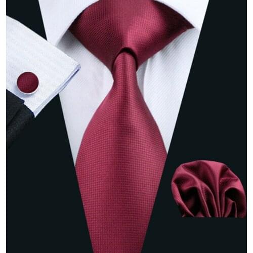 LS-430 Men`s Tie Solid Business 100% Silk Jacquard Woven Tie + Hanky + Cufflink Set For Men Formal Wedding Party Free Postage