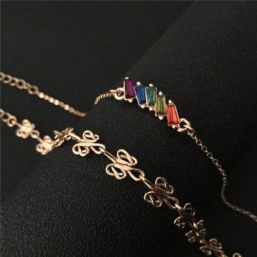 New Fashion Boho Bracelet Gold Color Chain Colorful Resin Stone Pendant Bracelet Set for Women Party Wedding Jewelry Accessories
