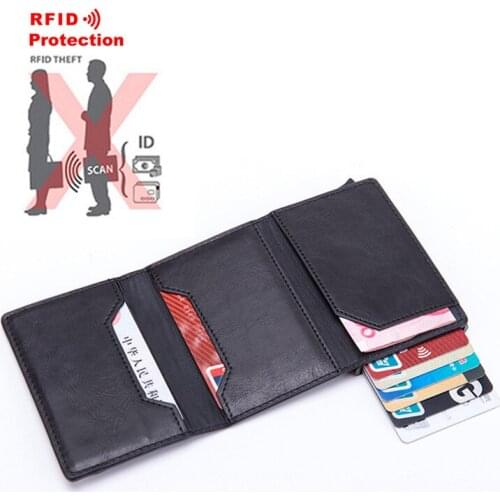 2019 New Anti Theft Credit Card Holder RFID Blocking Wallet PU Leather Aluminum Vintage Zipper Purse Designer Fashion Card Bag