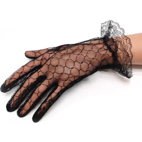 New Womens Erotic Accessories Sexy Lace Mesh See-through Gloves Retro Dress Wedding Dress Hand Sleeve Bride Cosplay Costume