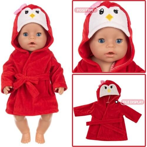 Reborn Baby Doll Clothes Red Penguin Bathrobe 17Inch Dolls Clothes Sleeping Wears Baby Girl Gifts