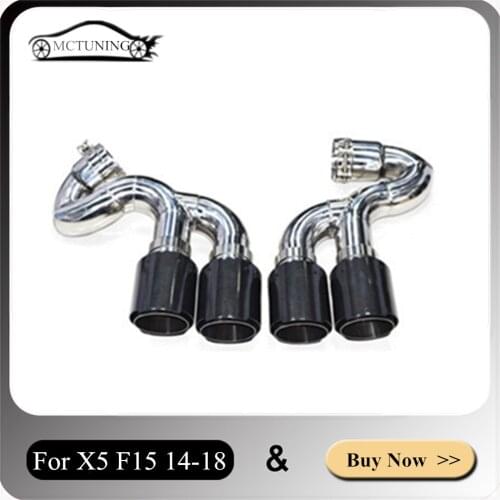 One Pair Car Styling For B-MW X5 F15 2014 2015 2016 2017 2018 Change Sport M Diffuser Carbon Fiber Stainless Steel Exhaust Pipe