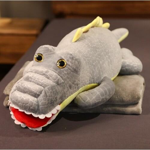 2 In 1 Crocodile Plush Toys with Blanket Plush Cushion Pillow Doll Home Decoration Gift for Children
