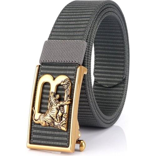 The new toothless automatic buckle canvas beltThick nylon military fan belt, wild casual outdoor belt