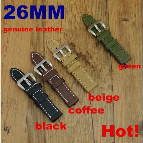 Wholesale 10PCS / lot 26MM handmade genuine cow leather Watch band watch strap 5 colors available -WBG3166