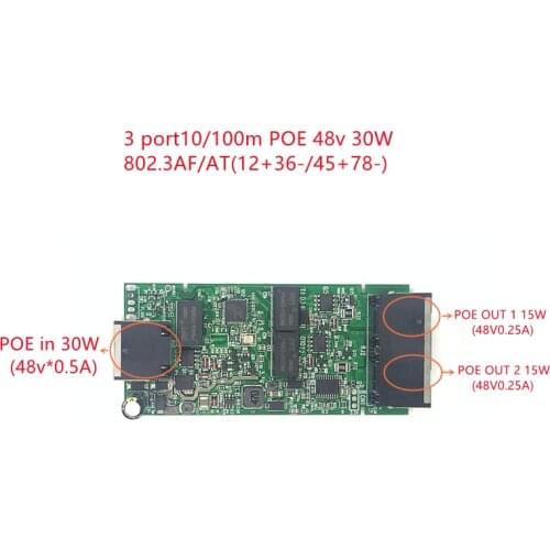 Reverse Power Poe Switch POE In 48V 30W Poe OUT48V15W/30W 100Mbps 802.3AF/At12 + 36-/45 + 78- Lange Afstand Serie Kracht Poe