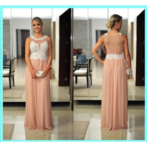 Chiffon Pearls Beaded Appliques Long High Neck See Through Tank A Line Robe De Siree Elegant Vestidos mother of the bride dress