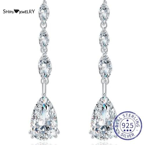 Shipei Luxury 925 Sterling Silver Water Drop Greated Moissanite Gemstone Wedding Fine Jewelry Engagement Earring For Women