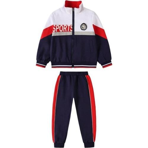 British Style School Uniform Childrens Clothing Zipper Coat Pants 2pcs Clothing Sets for Boys Girls Clothes Outfits Jogger Set