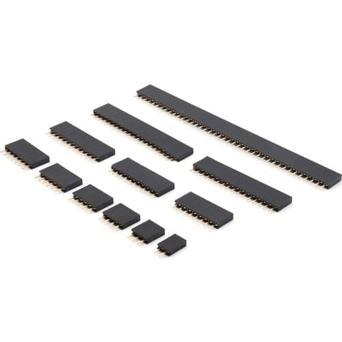Pitch 2.54mm Pin Stright Female Single Row Pin Header Strip PCB Connector 2/3/4/5/6/7/8/9/10/11/12/13/14/15/16/20/40 Pin