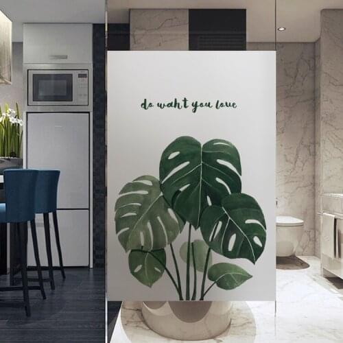 Nordic green plants Window film glass stickers opaque shading bedroom glass door decoration film window stickers YYLZ1001