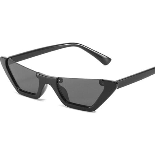 Retro Cat Eye Sunglasses Women Fashion Semi-Rimless Red Tea Eyewear Shades UV400 Men Trending Sun Glasses