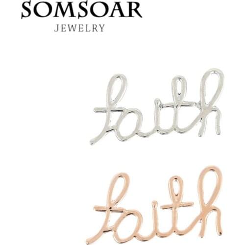 Somsoar Jewelry Keys FAITH Charm Fit For Leather Wrappable Bracelet and Pendant Necklace 10pcs/lot
