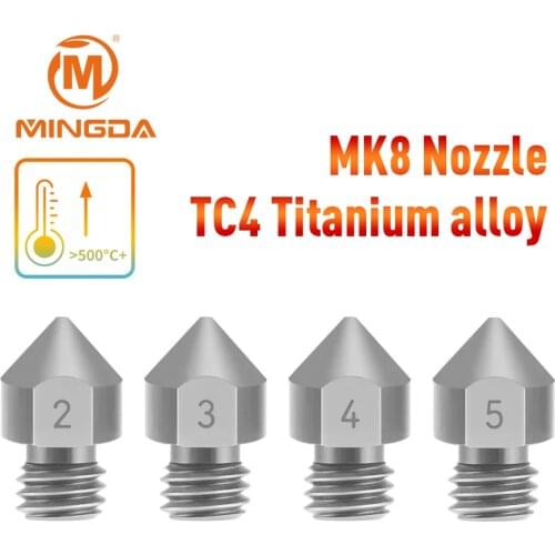 3D Printer TC4 Titanium Alloy MK8 Nozzle Reprap 1.75mm 0.2/0.3/0.4/0.5mm for Ender 3 CR10 Ender 5 Two Trees Bluer Sapphire Pro