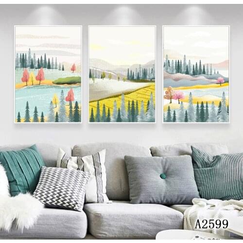 Modern Abstract Oil Painting Print on Canvas 3pcs Cartoon Landscape Canvas Printing Wall Art Picture Painting for Home Decor