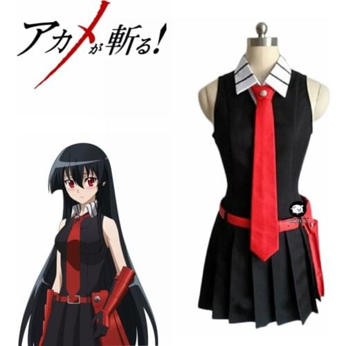High Quality Anime Akame ga KILL! Akame Men Women Cool Suit Uniform Cosplay Costume Dress + Shirt + Tie