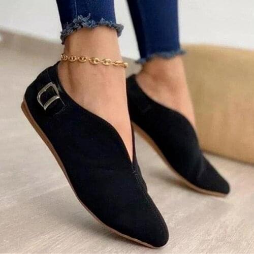 2021 Comfort Pointed Toe Suede Women Flats Shoes Woman Sneakers Summer Fashion Casual Shoes Women Loafers Zapatos Mujer Plus