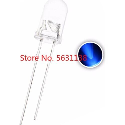100PCS 5mm Blue chip LED DIP-2 Round Head Water Clear 20mA Ultra bright 2pins Lamp Light Beads Factory direct sales power leds