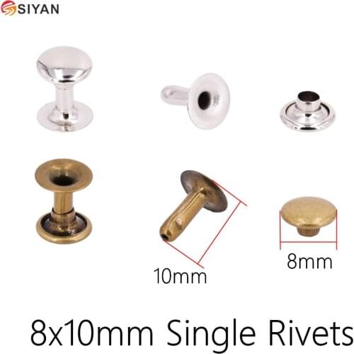 100PCS 8*10mm Antique Brass Single Cap Round Repair Rivet Punk Rock Leathercraft Rivet