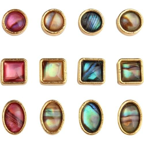 100pcs Amber/Shell Square/Round/Horse eye Crystal Ornament Water Marble Nails Blooming Stones of Rhinestones Nail Charms ,#JC494