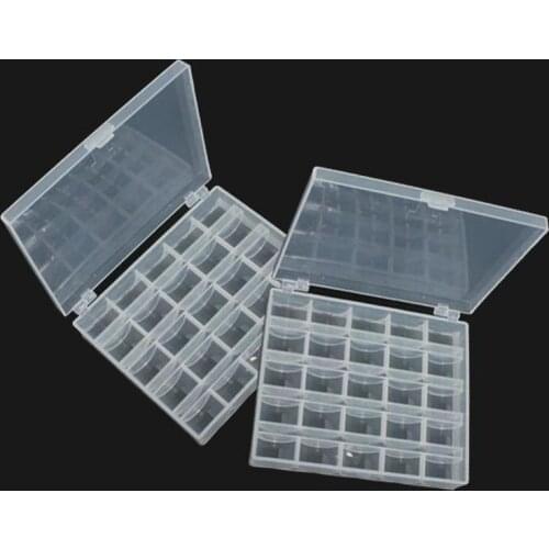 2Pcs Translucent Sewing Machine Empty Bobbins Storage Case Spools Organizer