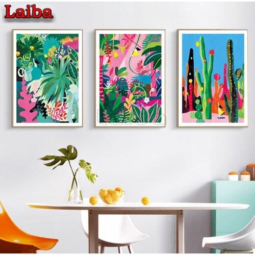Botanical Garden Cactus Jungle Art diamond embroidery 3 pcs diamond painting full diamond mosaic cross-stitch home decoration
