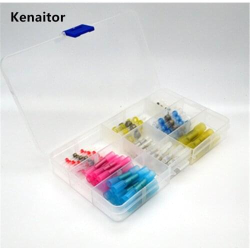70PCS Heat Shrink Butt Crimp Terminals Red Blue Yellow Shrinkable Terminators Insulated Electrical Wire Cable Connectors