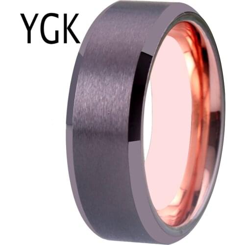 8MM Classic 100% Tungsten Carbide Ring for Men Gunmetal Color Wedding Band Engagement Ring Comfort Fit Anniversary Gift Rings