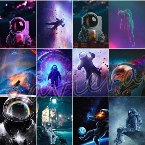 Xaviera 5D Diy Diamond Painting Full Round Drill Astronaut Cross Stitch Embroidery Mosaic Picture of Rhinestones Home Decor Gift