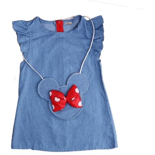 Baby girl dress denim Dress Summer Childrens baby girl clothes sleeveless Bow dress childrens clothing bebe for 0-3 Years Old