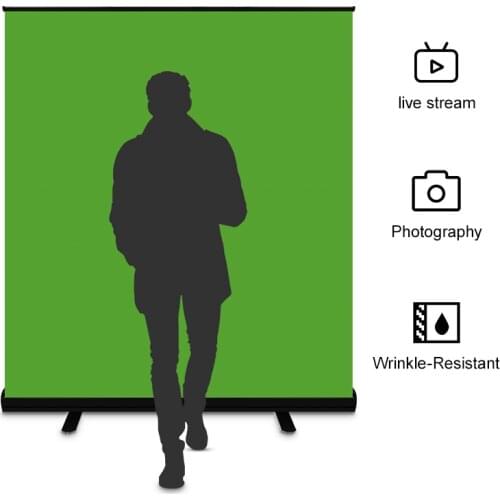 PYNSSEU Photography Green Screen 110cm/150cm Width Collapsible Chromakey Pull-up Stand Background Backdrop for YouTube Live Game