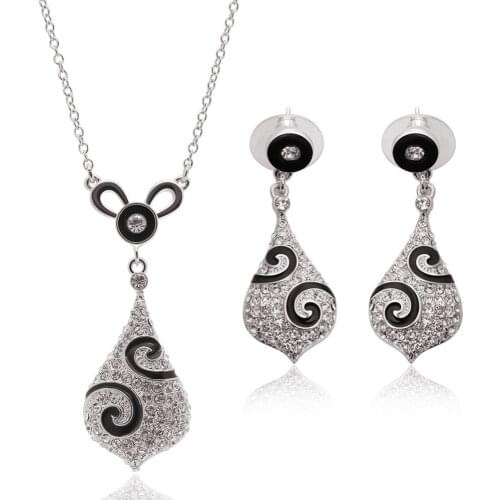 Hot balance jewelry set high quality Vintage Party necklace clear Austrian earrings temperament bridal parure bijoux femme