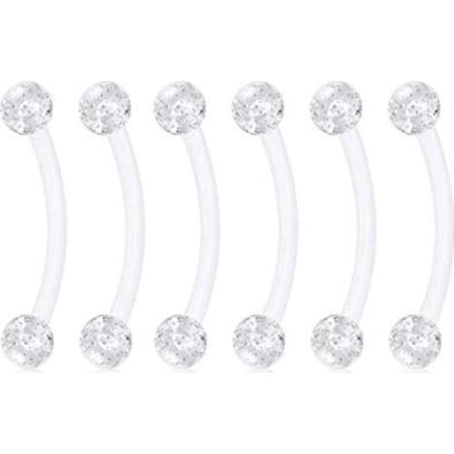 JFORYOU 18mm Pregnancy Maternity Flexible Bioplast Long Belly Button Rings 14G 11/16 Inch Navel Retainer Body Piercing Set of 6