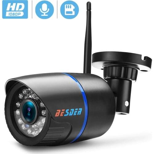 BESDER Audio 1080P Wireless Ip CCTV Security Camera Black Waterptoof Onvif Surveillance Camera With SD Card Slot ICSee P2P IPC
